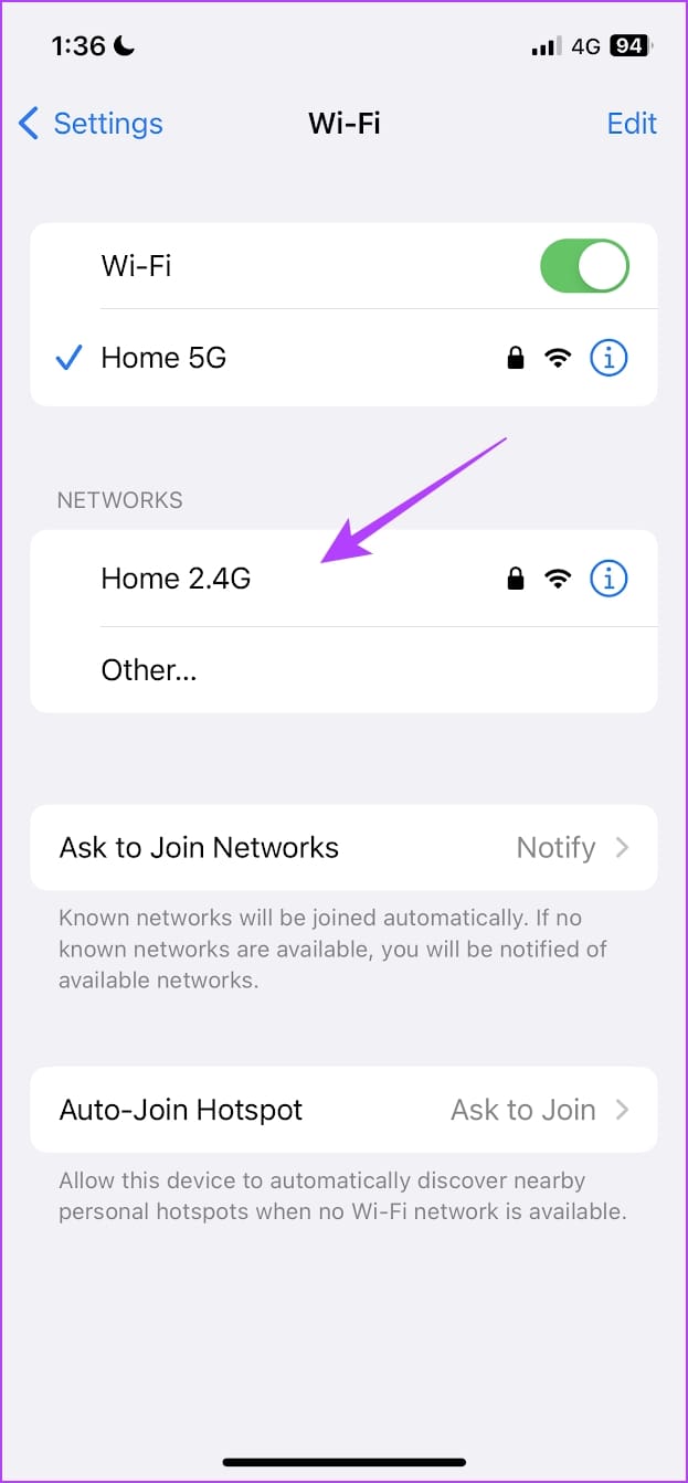 Select WiFi Network