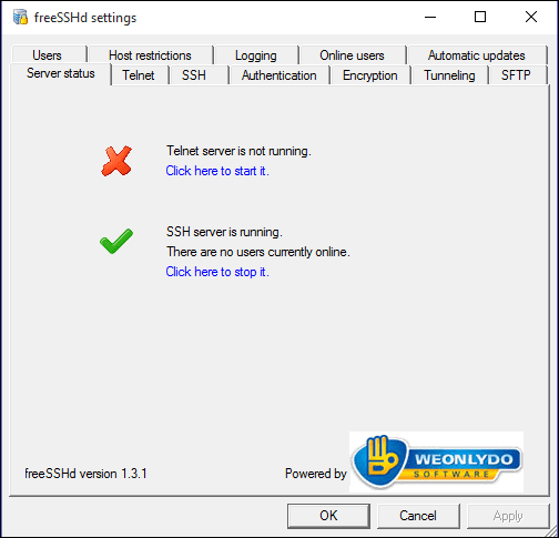 Server Status Free Sshd