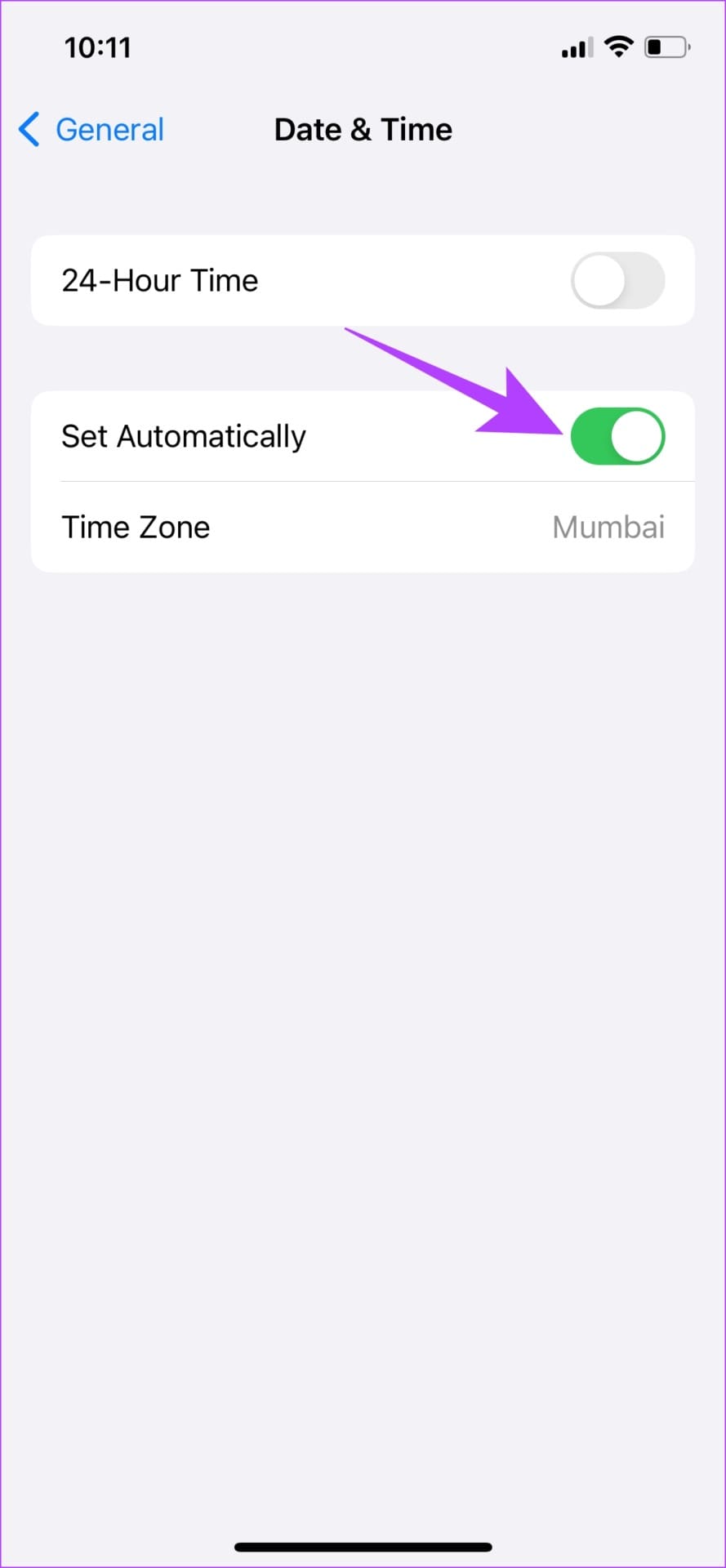 Turn on Set Automatically