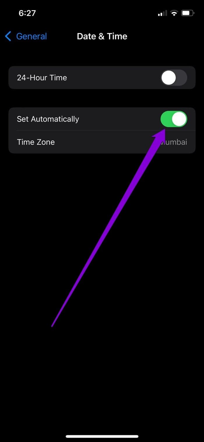 Set Date Time Automatically on i Phone