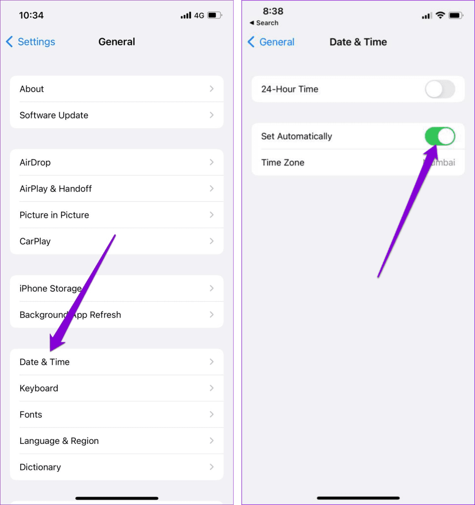 Set Date and Time Automatically on iPhone