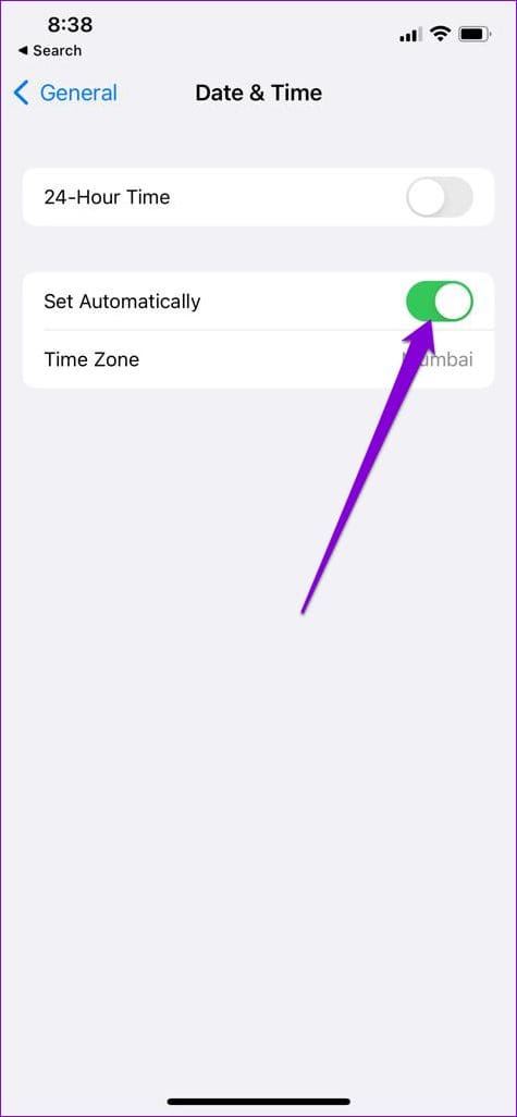 Set Date and Time Automatically on iPhone