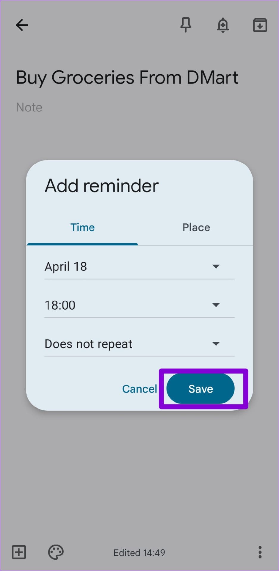 Set Date and Time for Your Reminder Using Google Keep