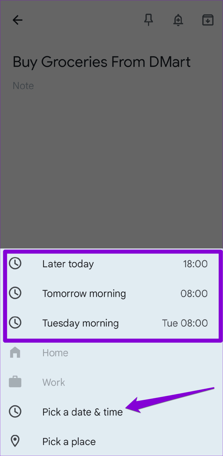 Set Date and Time for a Reminder Using Google Keep