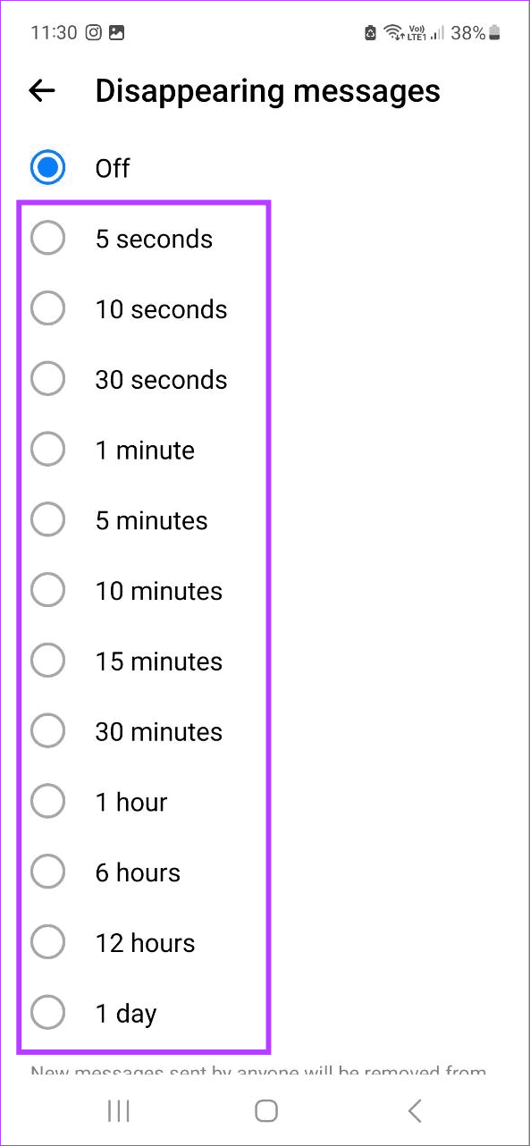 Set Disappearing Message duration
