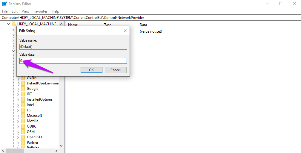 Set Value on Registry Editor