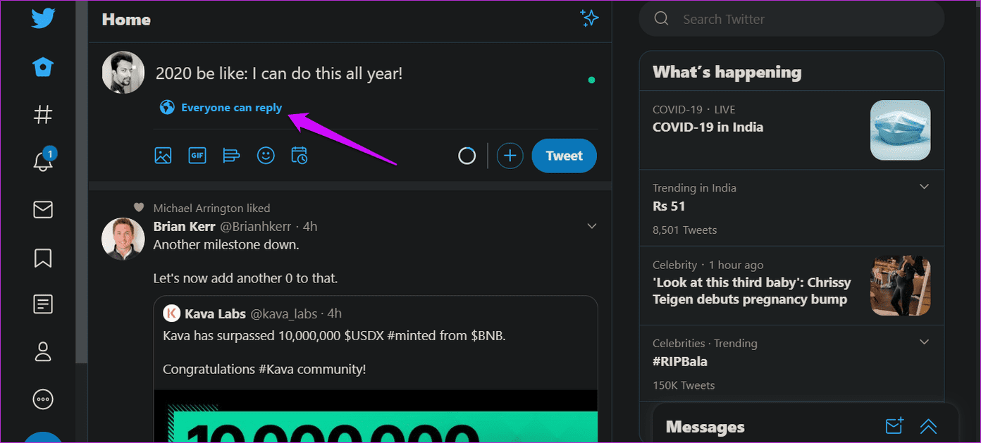Set Who Can Reply to Your Tweet on Twitter 2