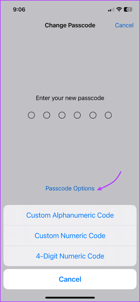 Select the preferred password option 