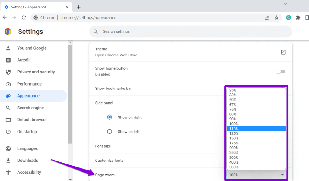 Set the Default Zoom Level in Google Chrome