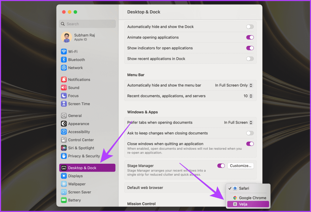 Desktop & Dock Settings on Mac
