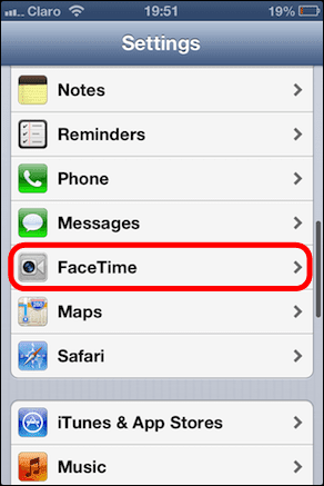 Settings Face Time