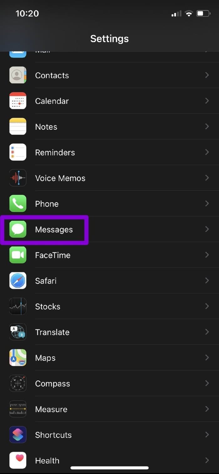 Settings on i Phone