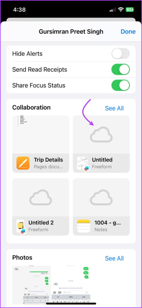 Long-press to select the file to share 