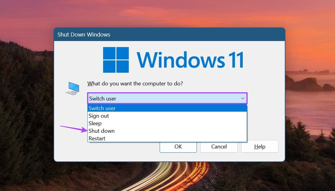 Use Windows 11 shut down window