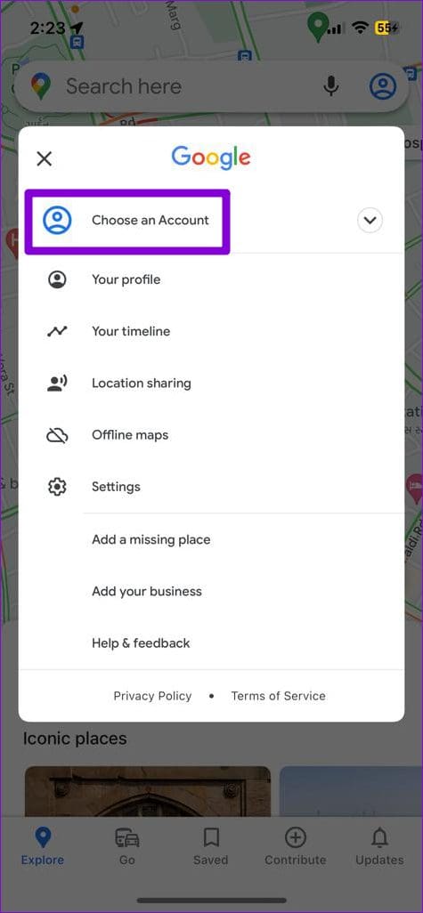 Sign Into Google Maps on iPhone