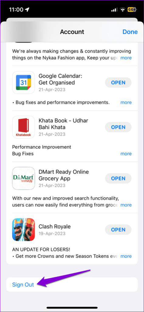 Sign Out of App Store