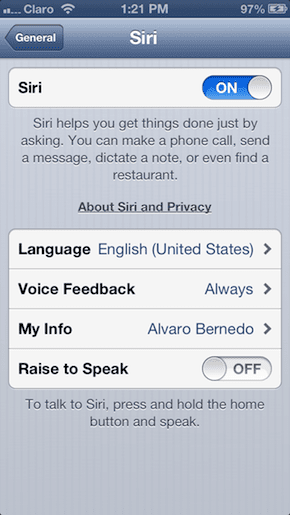 Siris Settings