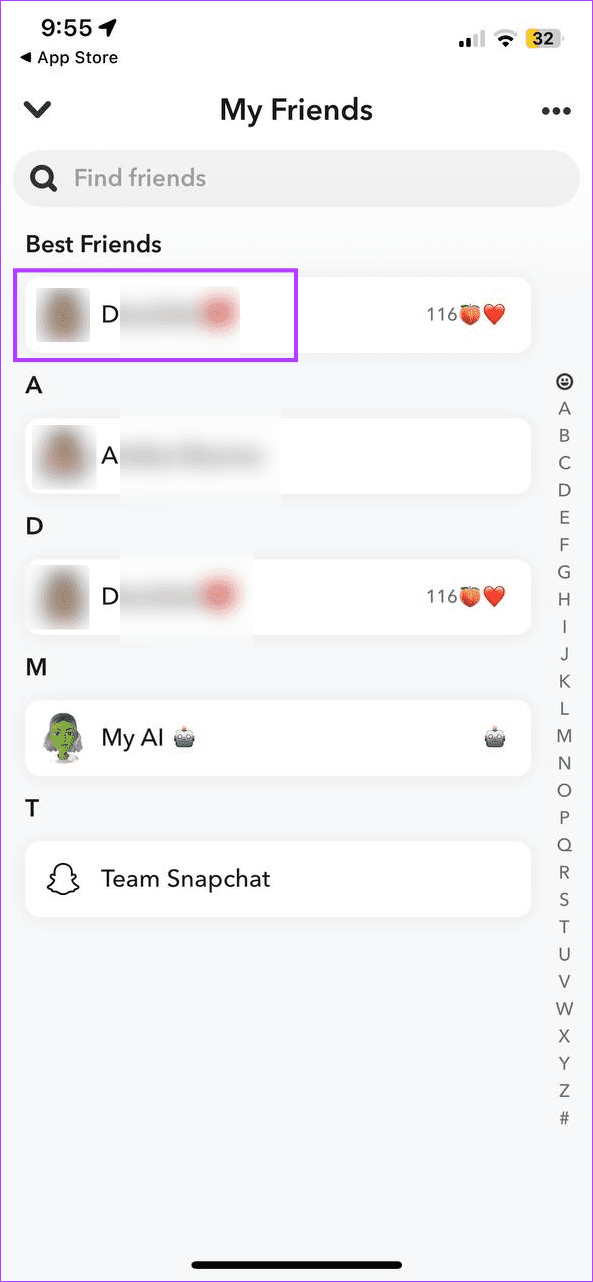 Check the Best Friends section