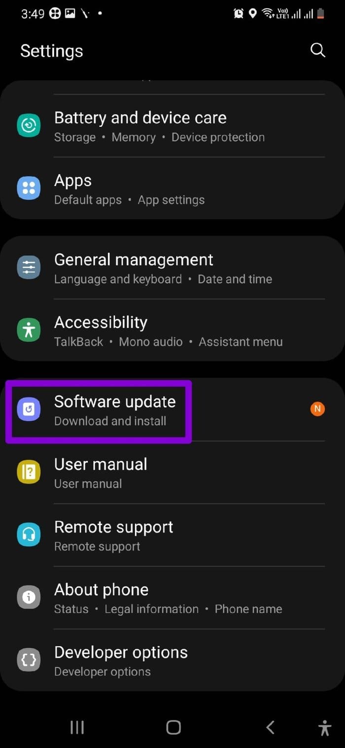 Software Update on Samsung