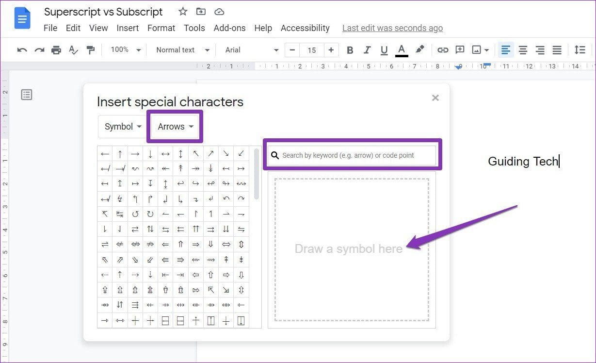Special Characters in Google Docs