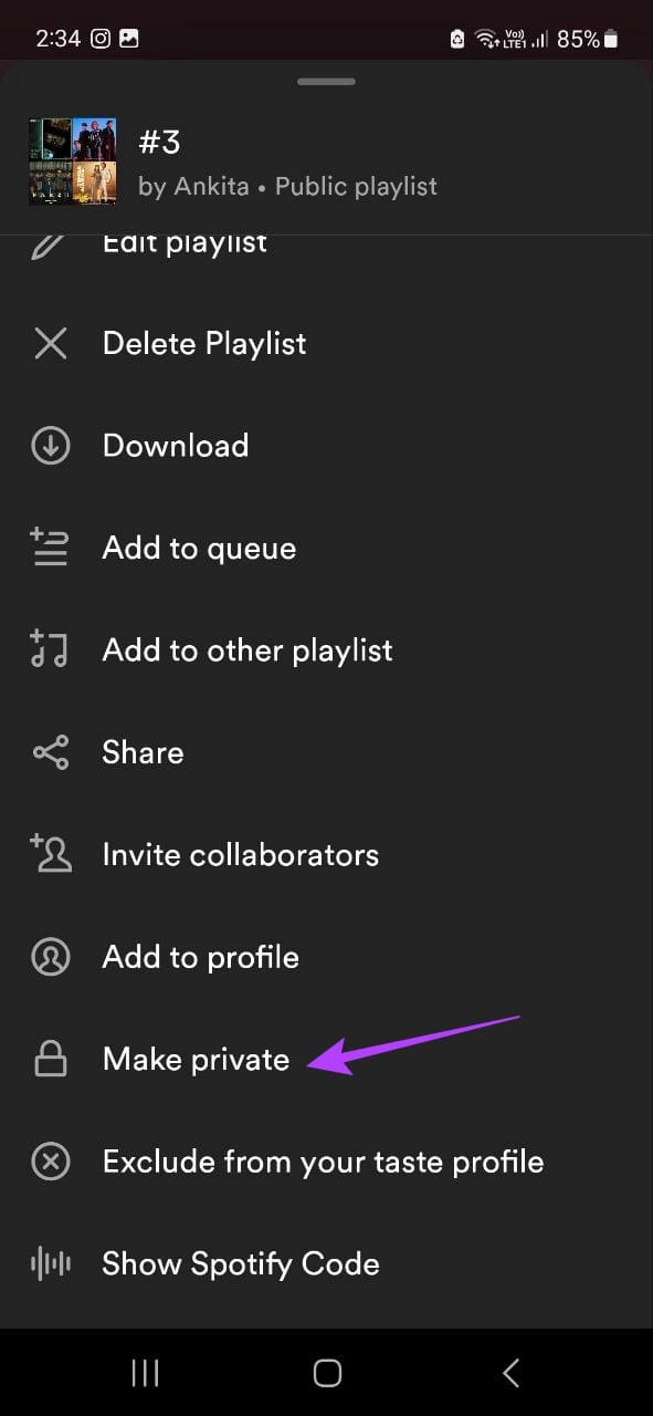 Tap on Make private