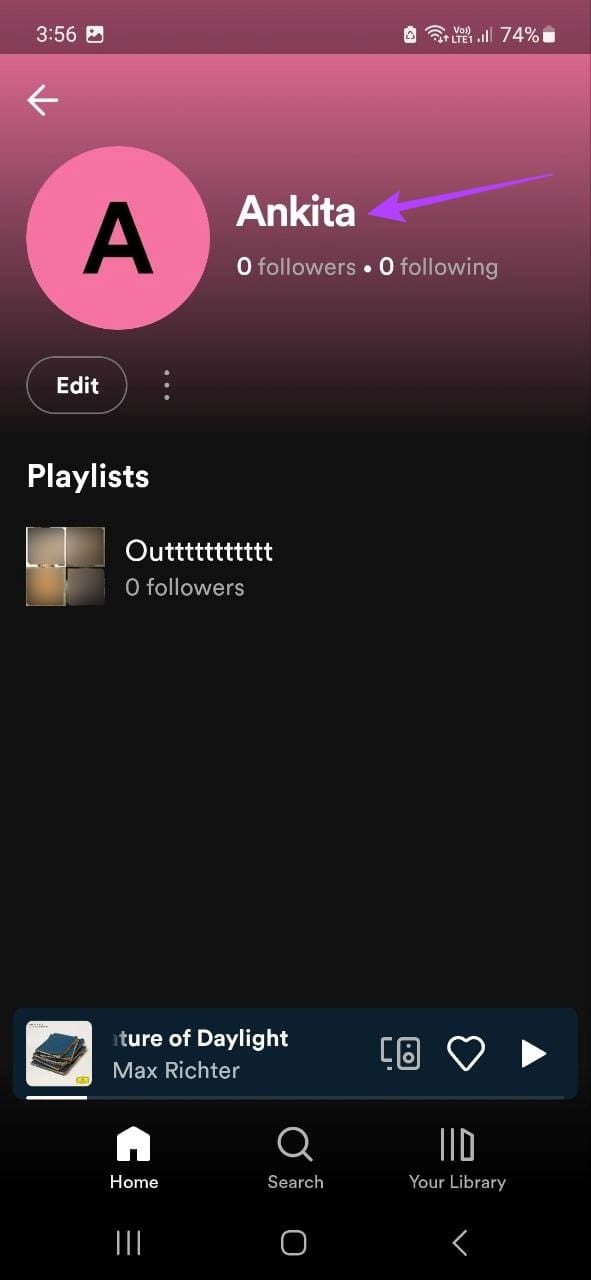 Tap on your profile name