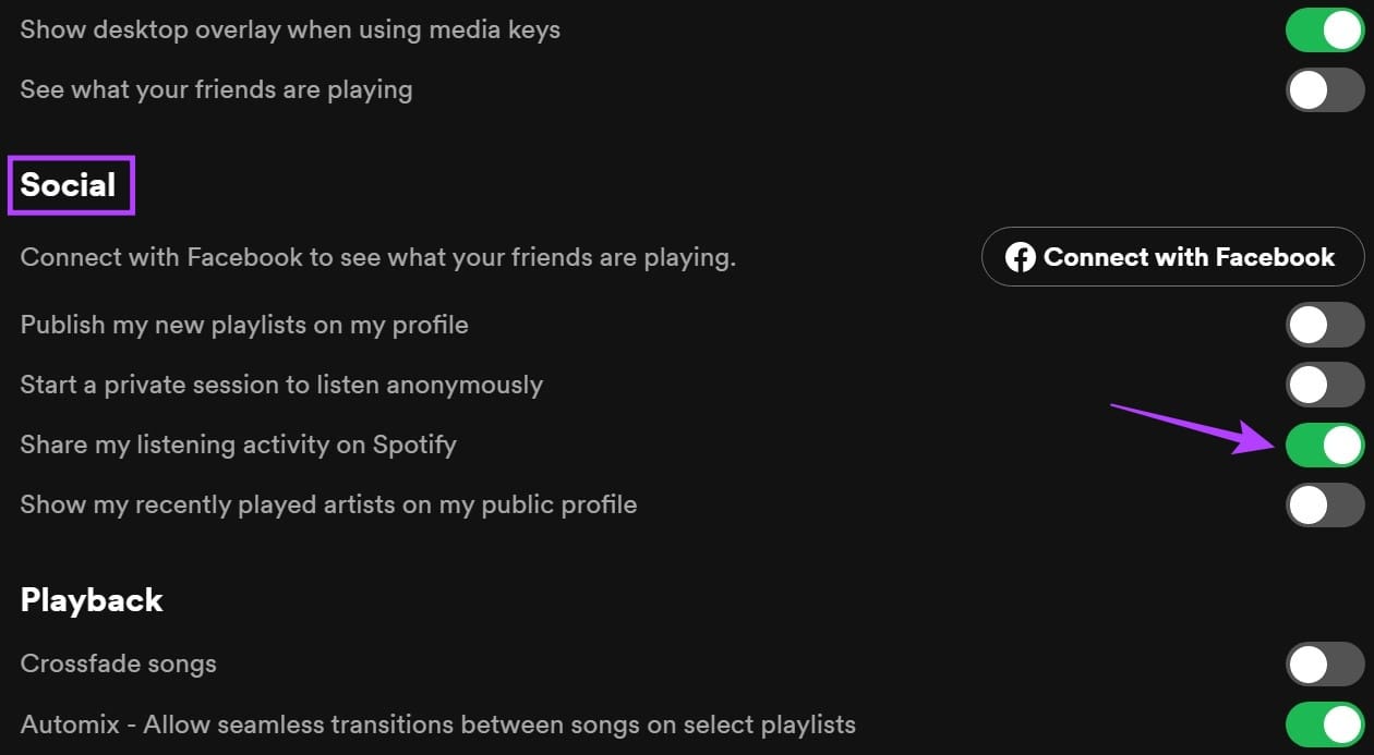 Make listening activity private