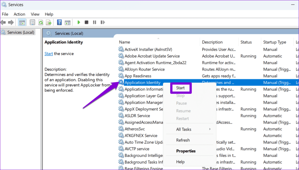 Start the Application Identity Service