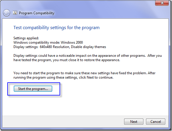 Start The Program Manual