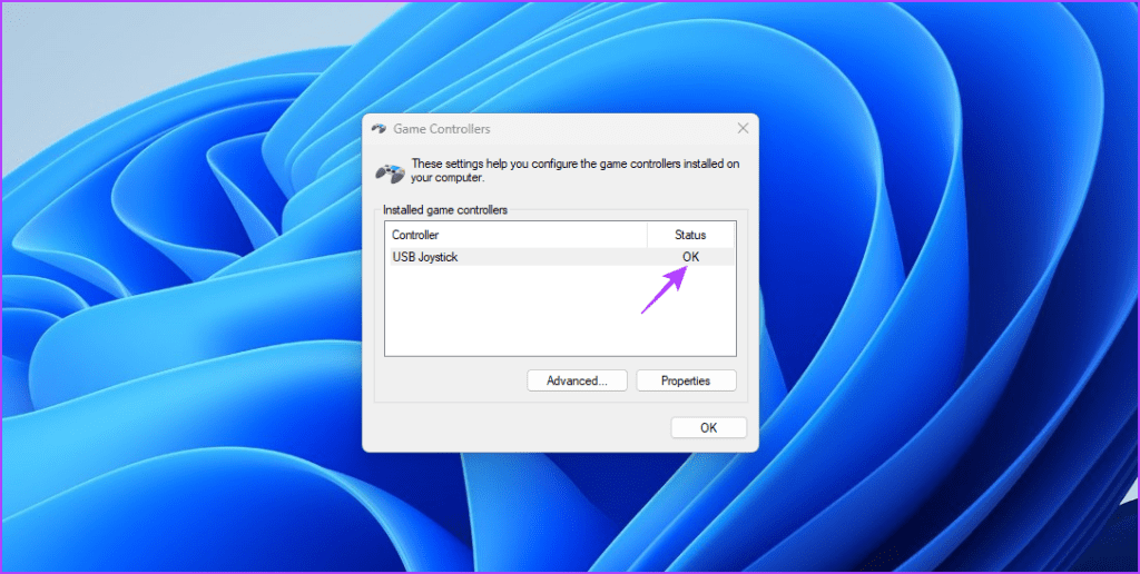 Status option in Controller window