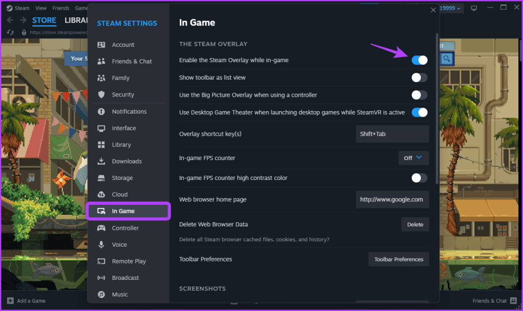 Steam Overlay option in Steam Client