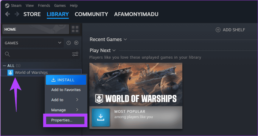 Steam game properties 1