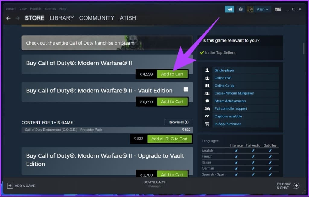 click on the Add to Cart button