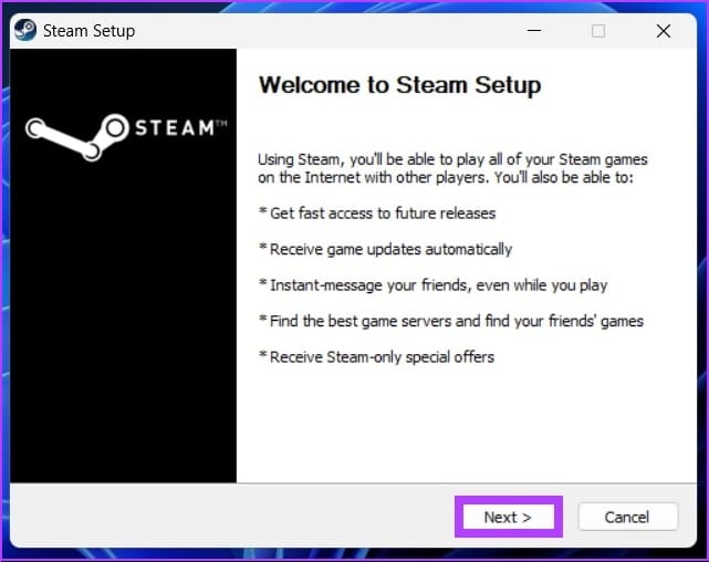 click on the Next > button