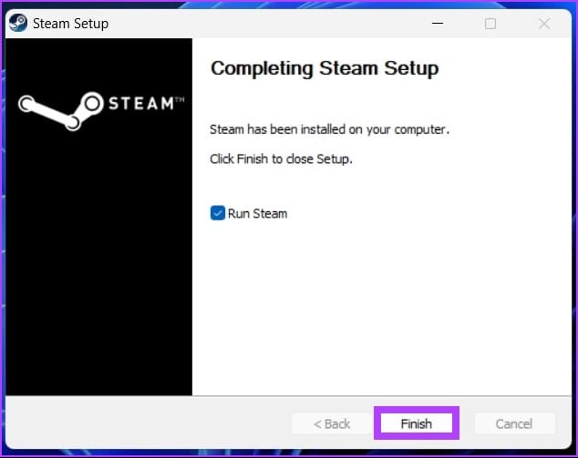 click on the Finish button