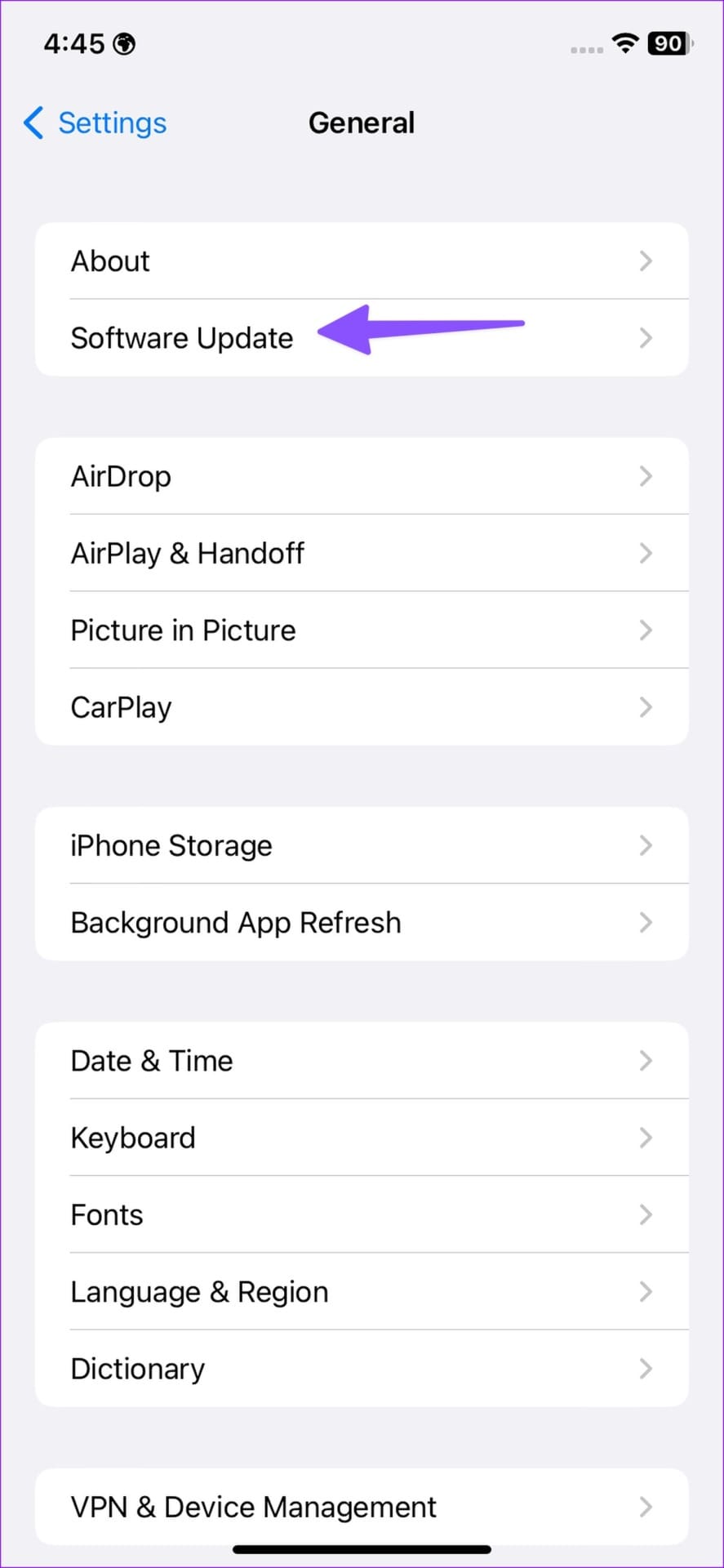 software update on iPhone