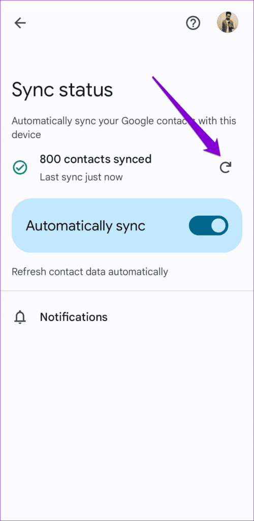 Sync Google Contacts Manually