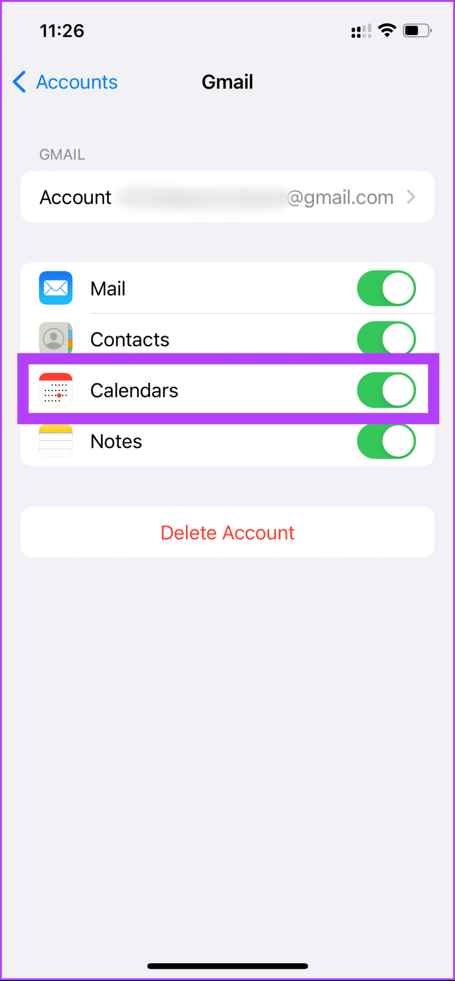 go to each Account and slide the Calendars toggle