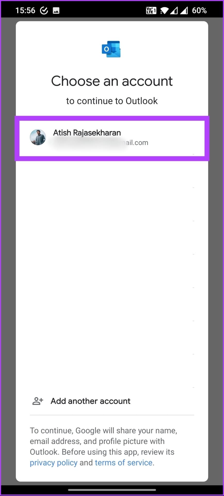 Choose the account you want to connect