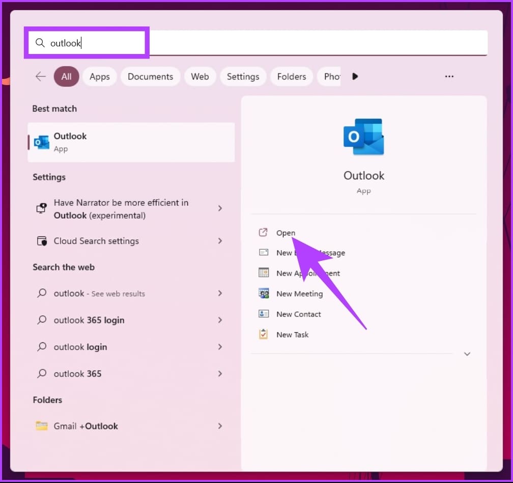 type Outlook