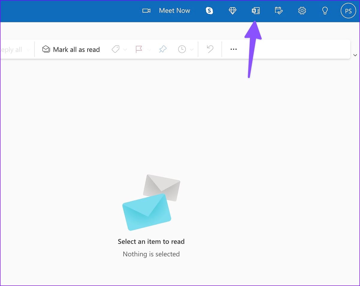 Open OneNote feed in Outlook