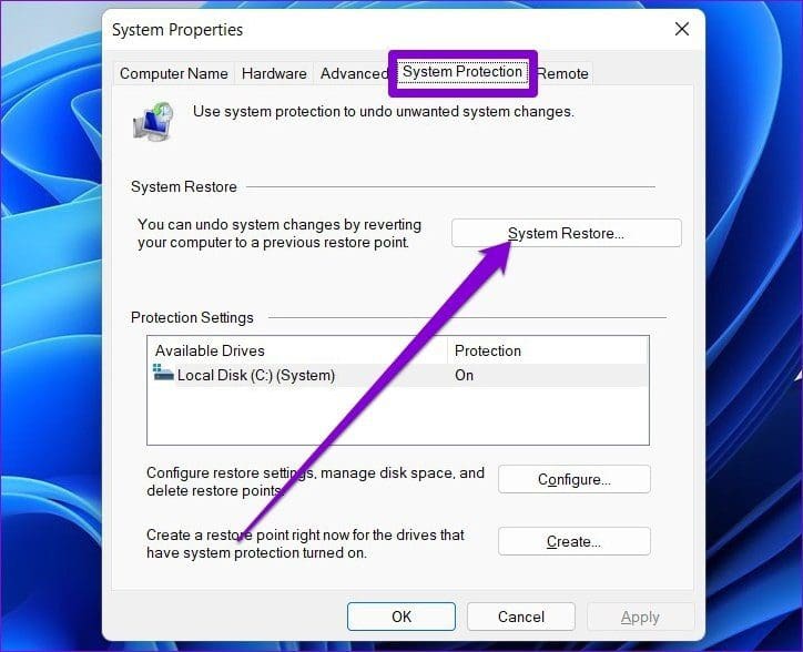 System Properties Window