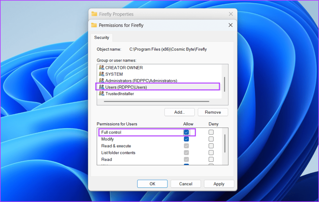 Taking Full Ownership of the Uninstaller File