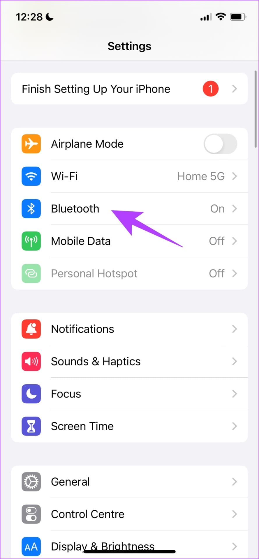 Tap on Bluetooth
