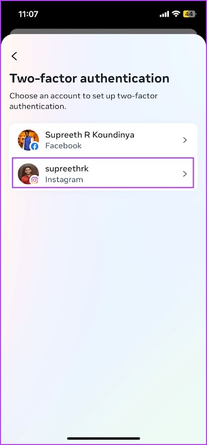 Tap on Instagram Account