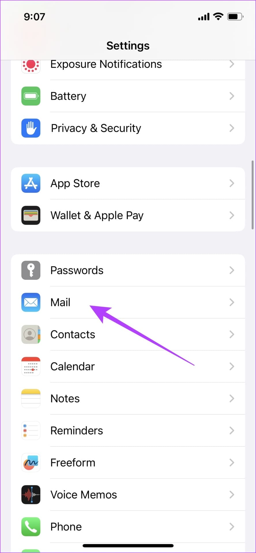 Tap on Mail