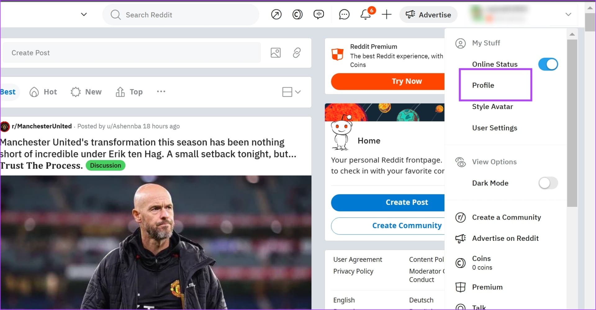 Tap on Profile