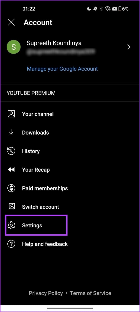 Tap on Settings