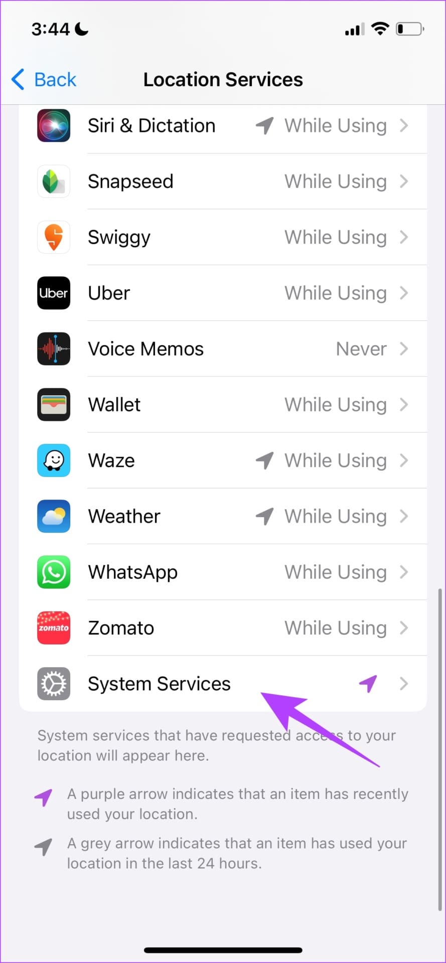 Tap on System Services
