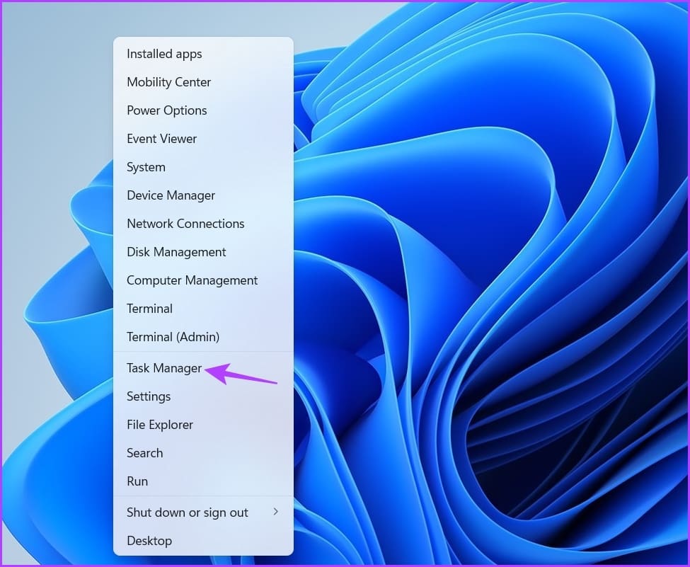 _Task Manager option in Power user menu